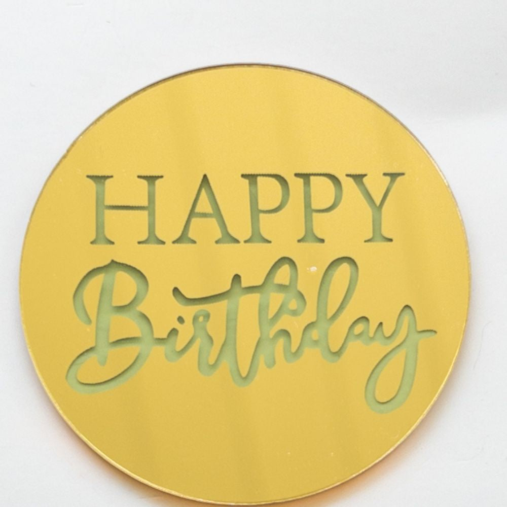 Happy Birthday engraved acrylic disc, Happy Birthday's Day cupcake charm. image 0