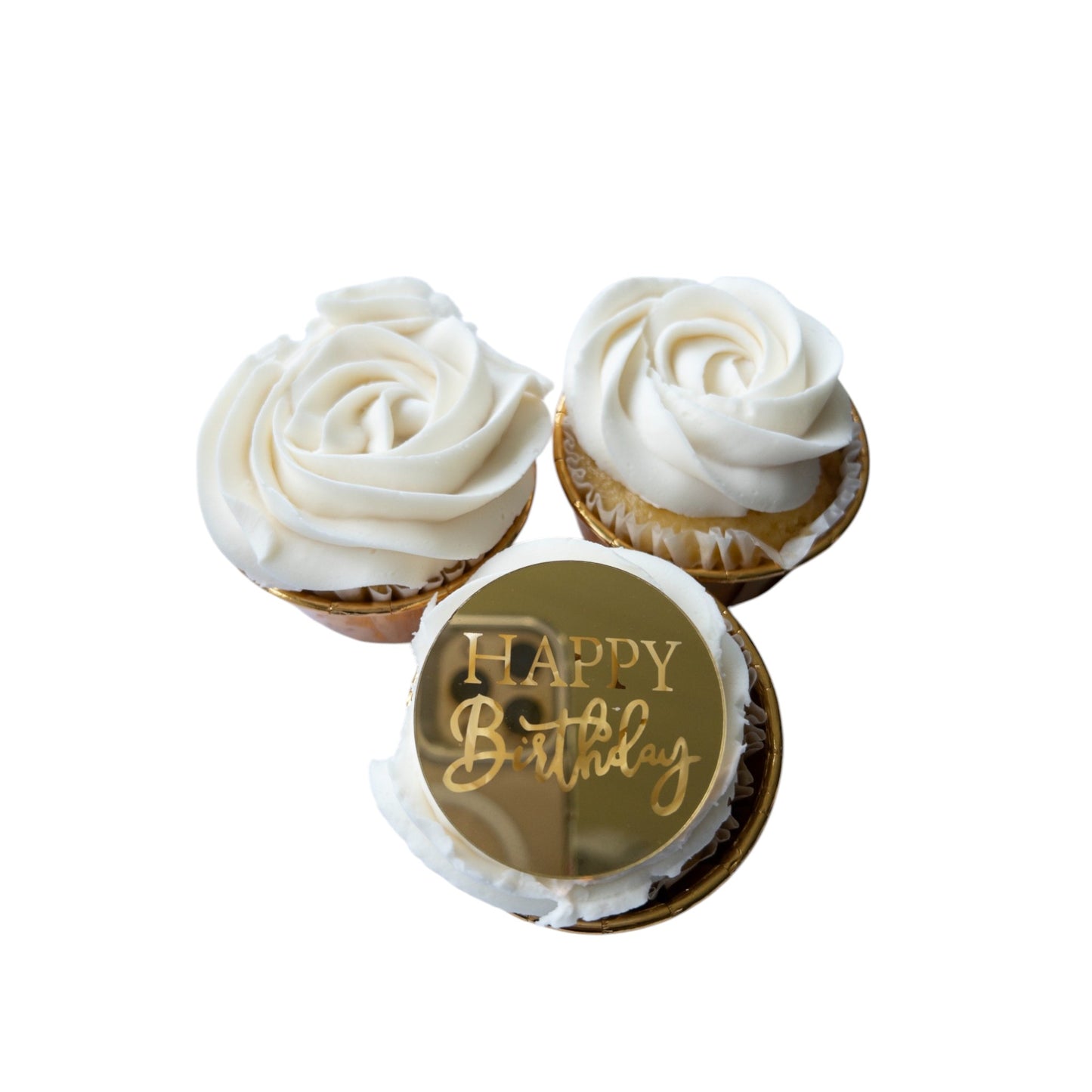 Happy Birthday engraved acrylic disc, Happy Birthday's Day cupcake charm. image 1
